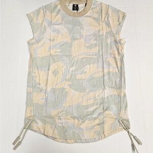G-Star RAW Camo Ruched Side Tee Lyocell Jersey Cap Sleeve XXS NWT